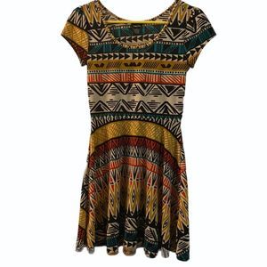 2/$12 Fit & Flare Skater Dress in Aztec Design